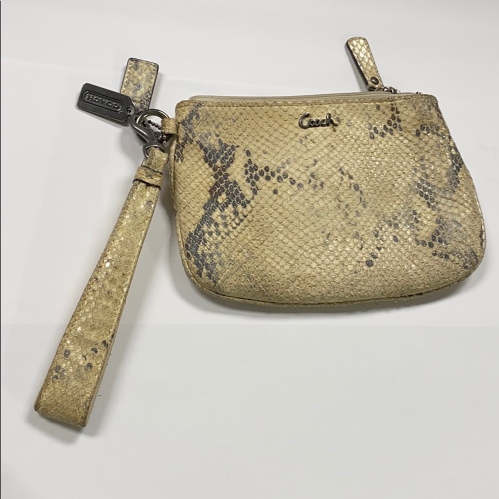 Coach Python Snakeskin Embossed Large Zip Wristlet